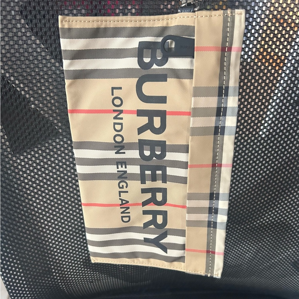 Burberry Ecru and Red Webbing Wristlet with strap - Picture 4 of 7